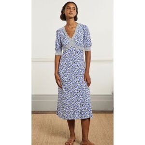 NWOT Boden Eva Jersey Midi Tea Dress, Bluebell, Sz 10, $198